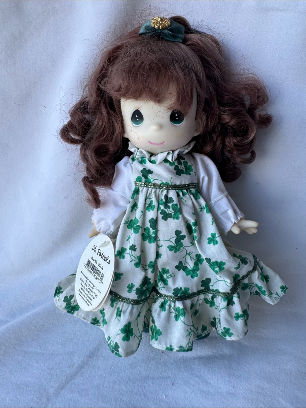Precious Moments St. Patrick's Day Doll 9in Brown Curly Hair MPN 2013a
